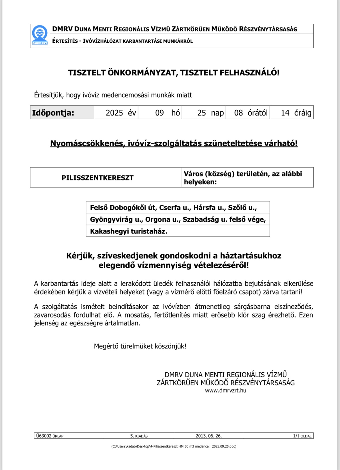 dmrv tájékoztatás